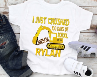 Personalized Construction 100 Days of School Shirt: Excavator T-Shirt