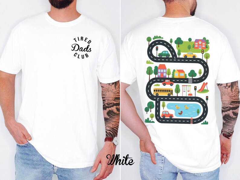Interactive Road Map Dad Shirt - Custom 2-Sided Tired Dads Club Comfort Colors Tee image 4