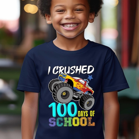 I Crushed 100 Days Of School Monster Truck Kids Boys T-Shirt I Crushed 100 Days Of School Monster Truck Kids Boys T-Shirt