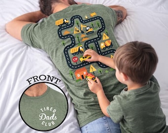 Tired Dads Club Construction Car Track Massage Shirt Funny Father Day Gift For Dad