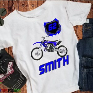 Blue Dirt bike Shirt Personalized Motocross Shirt with name and number-Motorcross Shirt for boys or girls Dirtbike Graphic Tee image 4