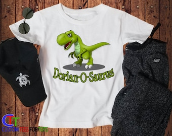 Personalized Dinosaur T-Rex Shirt - Prehistoric Dino Tee with Name - boy or girl Unique and Fun Gift