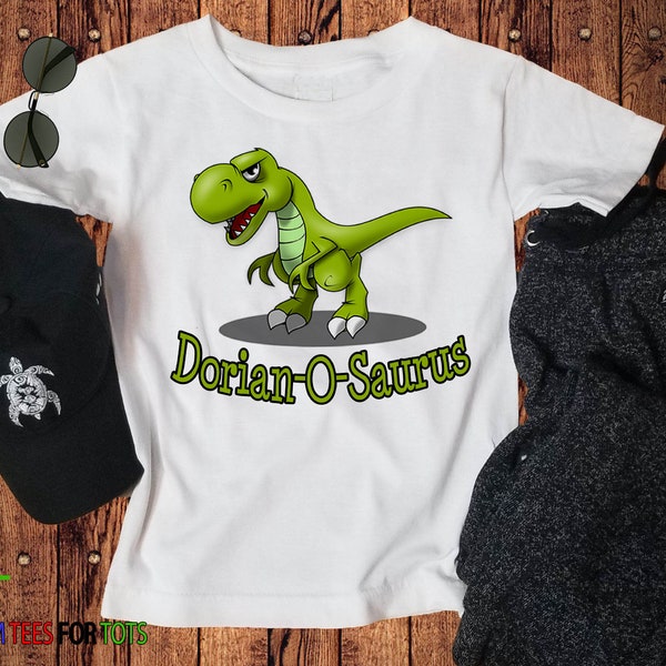 Personalized Dinosaur T-Rex Shirt - Prehistoric Dino Tee with Name - boy or girl Unique and Fun Gift