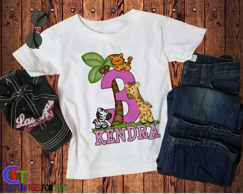 Safari Graphic Tee Safari Birthday Shirt Personalized Safari Birthday Shirt for Girl name age zoo shirt Birthday Party Shirt for girl