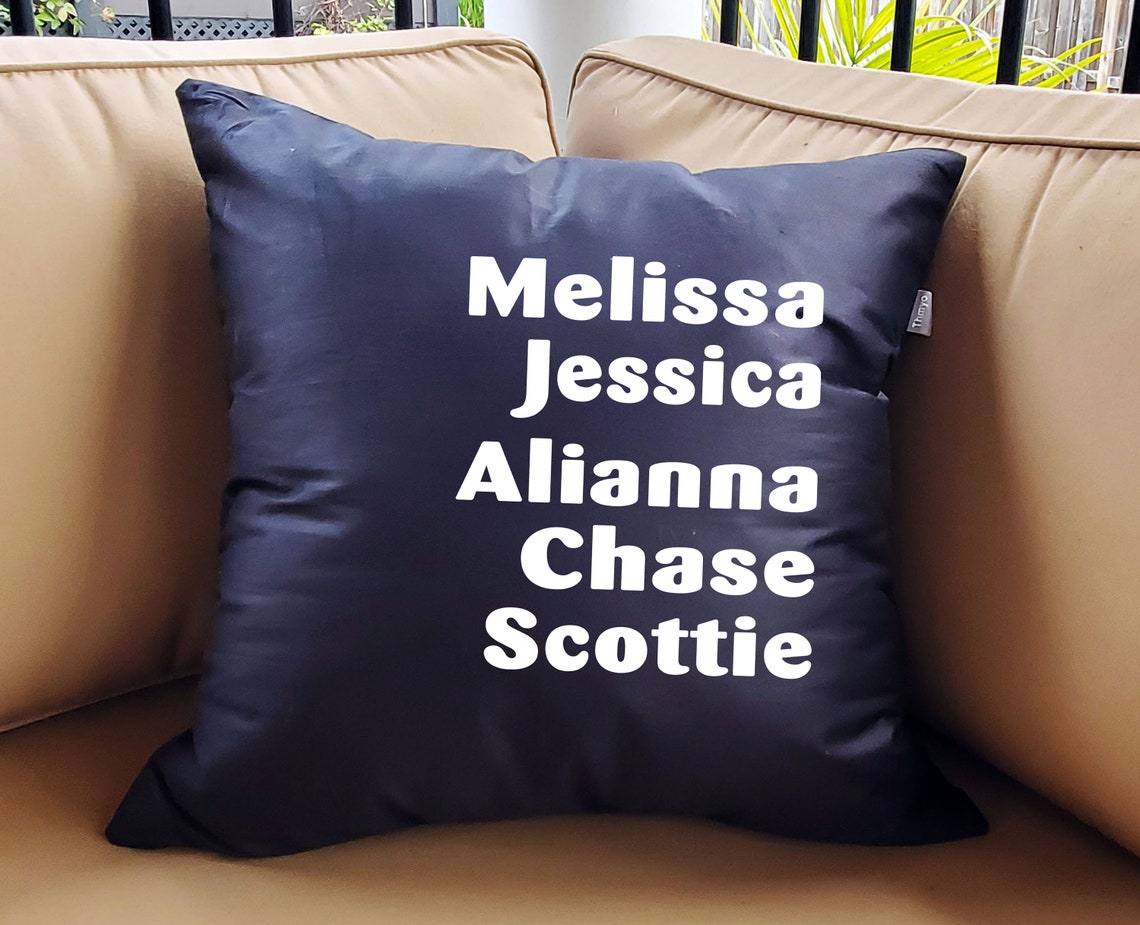 Personalized Family Names Throw Pillow Custom Names Cover Etsy