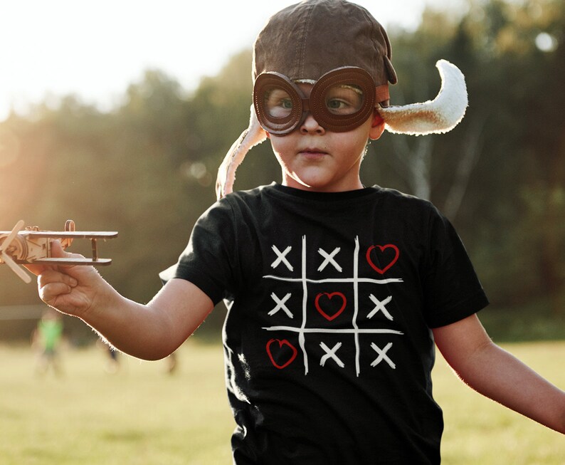 Valentine's Day Tic Tac Toe Shirt: Hearts Design, Kids Valentine Gift image 3