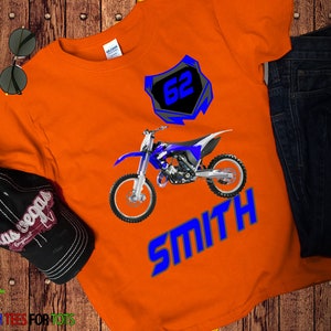 Blue Dirt bike Shirt Personalized Motocross Shirt with name and number-Motorcross Shirt for boys or girls Dirtbike Graphic Tee image 6