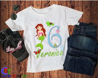 Mermaid Birthday Shirt - Girls Birthday Mermaid Shirt - Mermaid kids Shirt - Girl Birthday Shirt - Sea Life Birthday Shirt