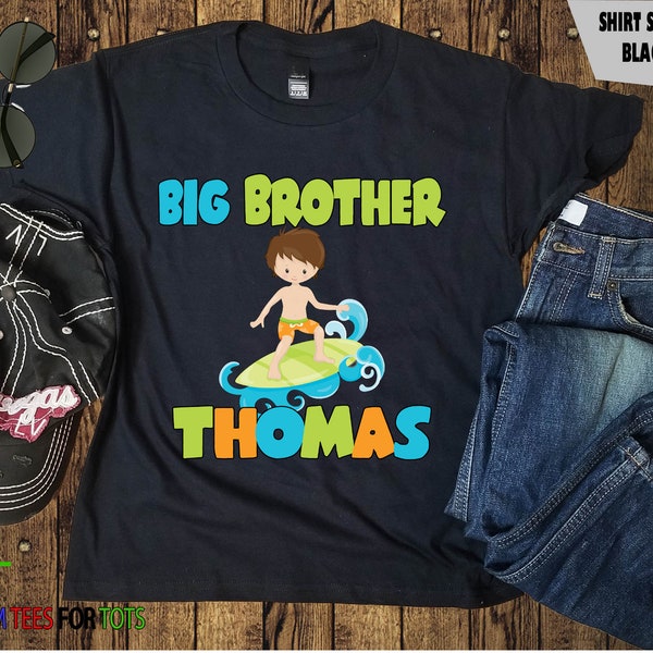 Personalized Surfer Big Brother Shirt - Boys Surfing Tee - Summer Fun Announcement - Customizable