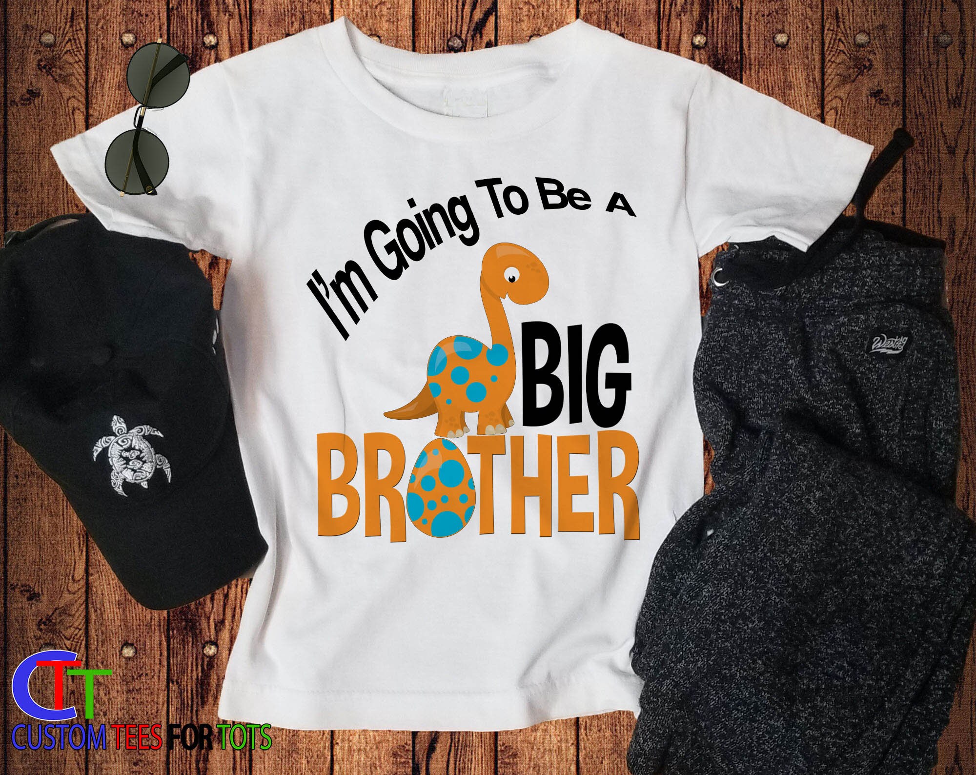 Dinosaur BIG BROTHER Shirt Orange 