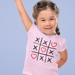 Valentine's Day Tic Tac Toe Shirt: Hearts Design, Kids Valentine Gift image 2