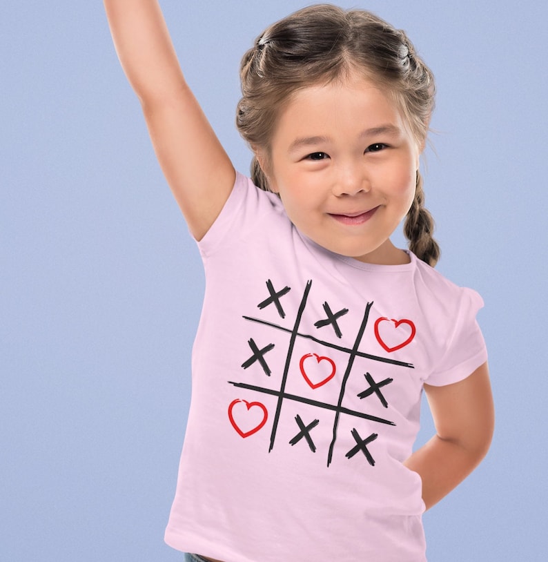 Valentine's Day Tic Tac Toe Shirt: Hearts Design, Kids Valentine Gift image 2