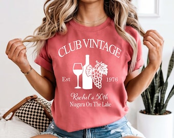 Club Vintage Wine Personalized Birthday Shirt - Custom Comfort Colors Tee