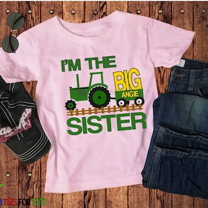 Tractor Big Sister Shirt - I'm The Big Sister Shirt - Girls Green Tractor Farm Shirt - Kids Personalized girls big sister Tee