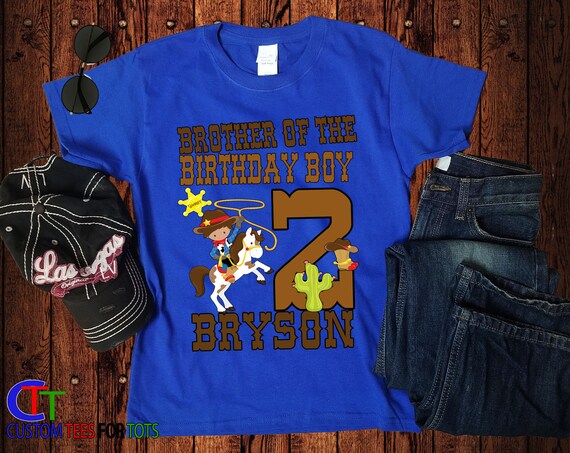 Gifts for kids 2nd Cowboy Birthday Shirt Cowboy Family Shirt Wild West Theme Party Birthday Boy Girl Shirt Custom Birthday Family Shirt