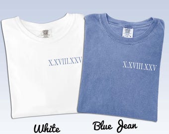 Custom Roman Numeral Wedding Date Shirt Matching Couples Gift Comfort Colors Tee