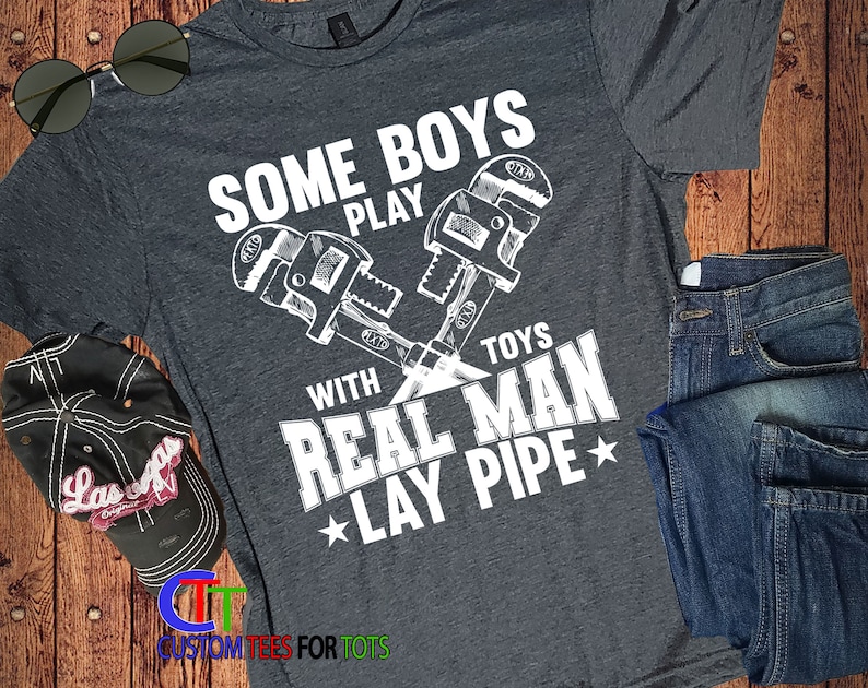Funny Plumber T-Shirt - Real Men Lay Pipe Father's Day Handyman Gift image 7