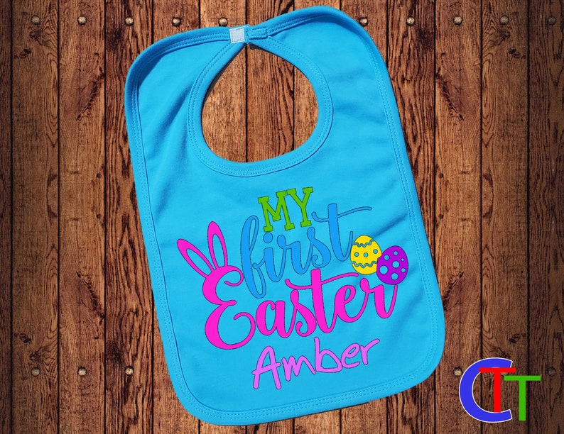 My 1st Easter Baby Bib Personalized Easter Bunny Bib Boy or Etsy