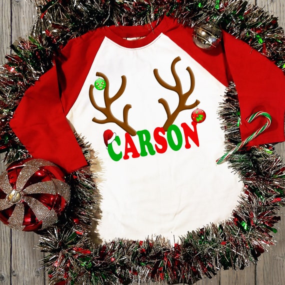 Personalized Christmas Shirts For Girl Boy Reindeer Shirt Christmas Gift Custom 