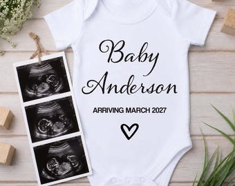 Personalized Pregnancy Announcement Baby Bodysuit – Name and Date