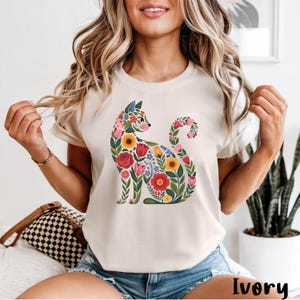 Chemise chat floral bohème - T-shirt vintage fleurs pressées Comfort Colors