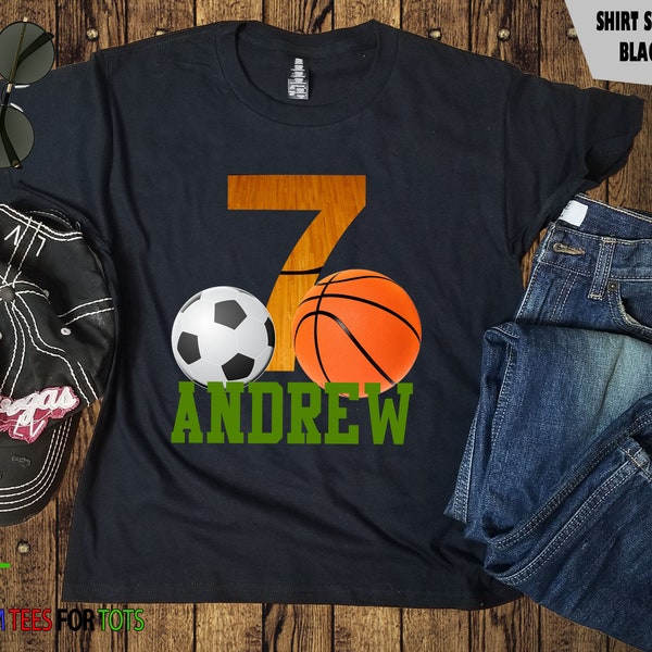 Soccer Basketball Birthday Shirt - Kids Personalized basketball shirt for boy or girl - Kids Sports Shirt - Birthday Party Shirt