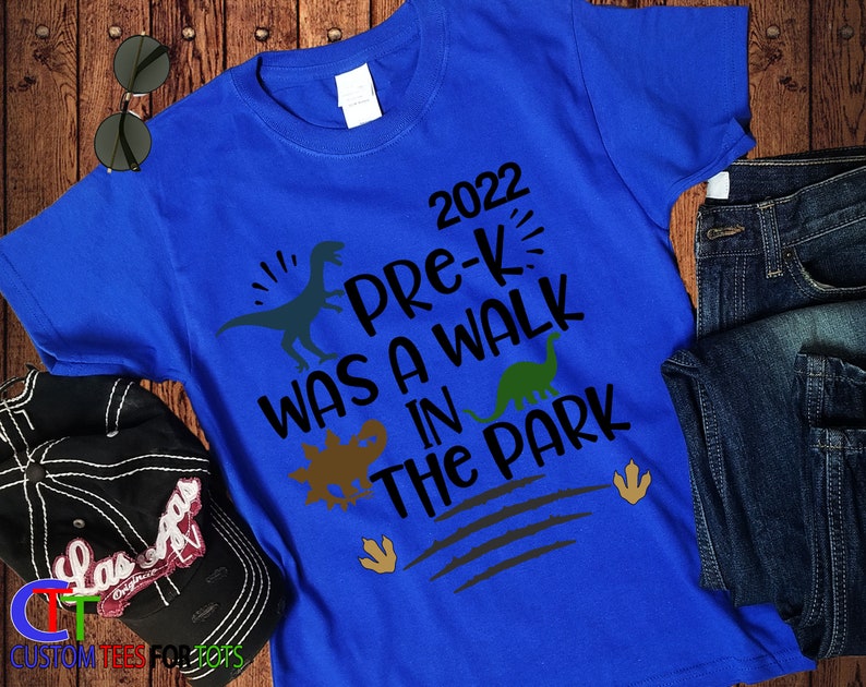 Pre-K Graduation Shirt Kids Dinosaur Pre-School Was A Walk In The Park T-shirt Boys Custom Pre School Grad 2024 Dino image 3