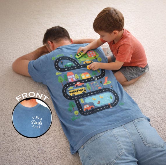 Interactive Road Map Dad Shirt - Custom 2-Sided Tired Dads Club Comfort Colors Tee