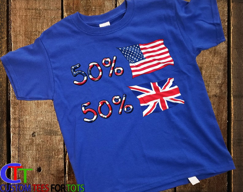 50 British 50 American Shirt - nationality Shirt USA Flag shirt - British Flag Shirt - half and half nationality shirt 