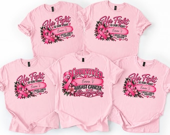 Custom Breast Cancer Survivor Shirt Her Fight Is Our Fight Personalized Support Graphic Tee