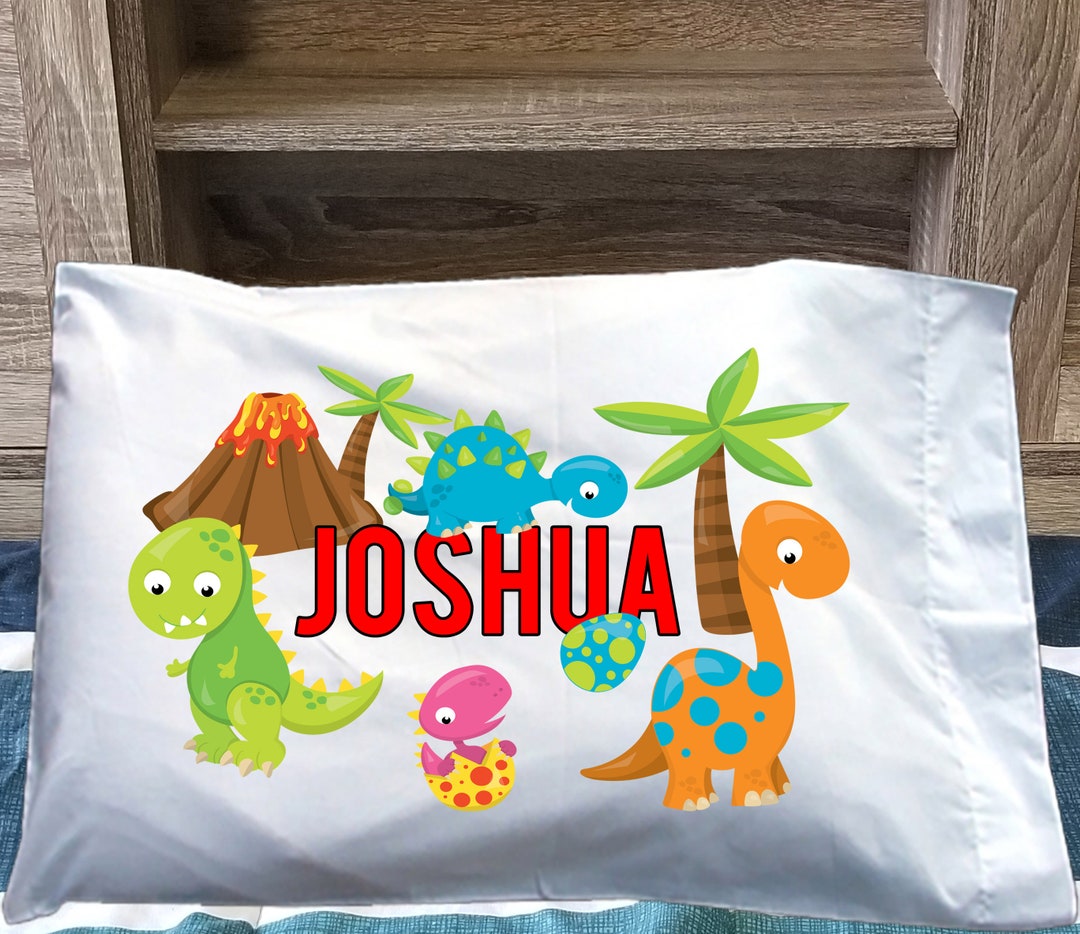 Dinosaur Kids Pillowcase Dinosaur Pillowcase Personalized Etsy