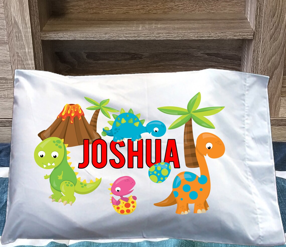 Dinosaur Kids Pillowcase Dinosaur Pillowcase Personalized Etsy