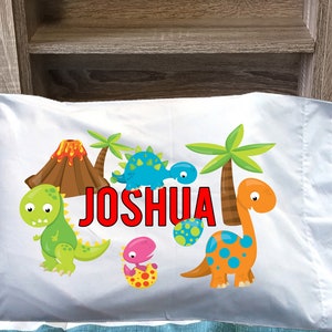 Personalized Dinosaur Pillowcase: Kids Dino Pillow Cover