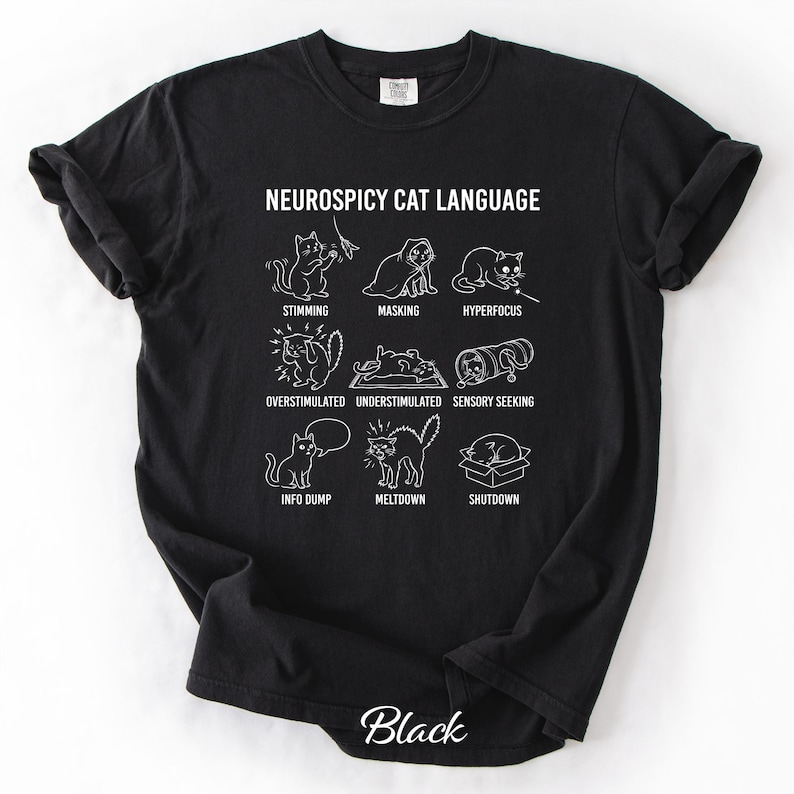 Funny Neurospicy Cat Language Shirt - Comfort Colors Neurodivergent Tee for Men and Women Bild 3