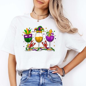 Mardi Gras Wine T-Shirt: Carnival Party Tee, Beads & Bling image 5