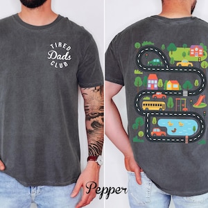 Interactive Road Map Dad Shirt - Custom 2-Sided Tired Dads Club Comfort Colors Tee image 3