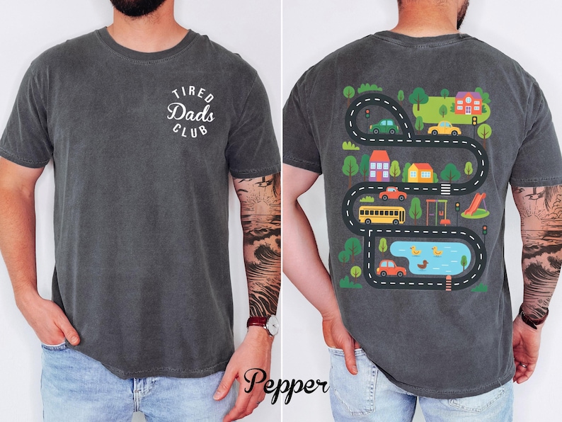 Interactive Road Map Dad Shirt - Custom 2-Sided Tired Dads Club Comfort Colors Tee image 3