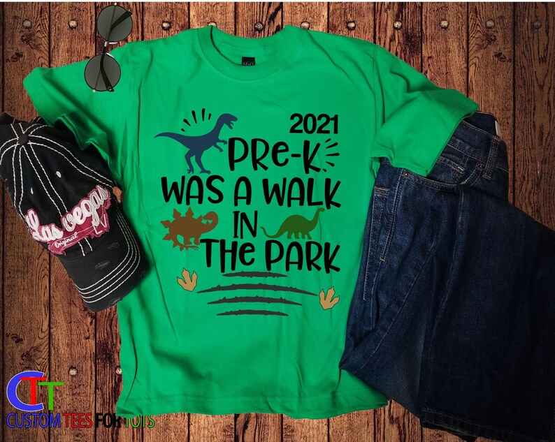 Pre-K Graduation Shirt Kids Dinosaur Pre-School Was A Walk In The Park T-shirt Boys Custom Pre School Grad 2024 Dino image 2