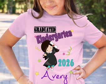 Personalized Kindergarten Graduation Shirt: Custom Name & Hair Color
