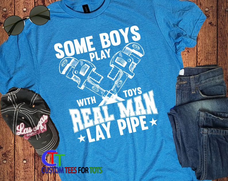 Funny Plumber T-Shirt - Real Men Lay Pipe Father's Day Handyman Gift image 4