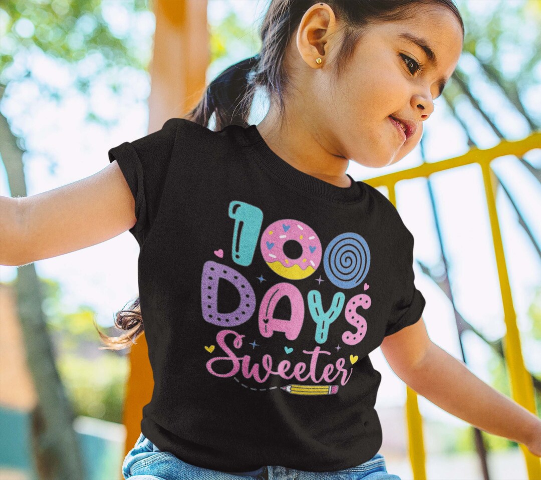 100 Days of School Girls Shirt 100 Days Sweeter Candy Donut Sweets ...