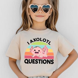 Axolotl Shirt - I Axolotl Questions Funny T-Shirt - Boys or Girls Kids animal Lover Tee
