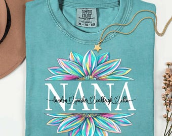 Personalized Sunflower Nana Shirt - Custom Grandma Mama Comfort Colors Tee - Mother's Day Gift