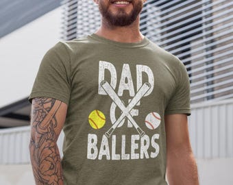 Dad of Ballers Shirt Baseball Softball Fathers Day Sports Tee