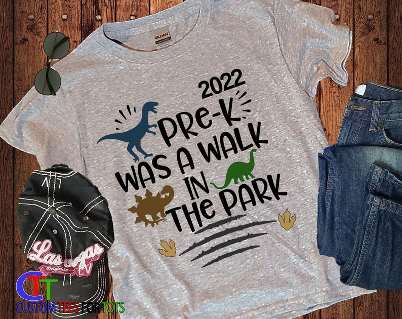 Pre-K Graduation Shirt Kids Dinosaur Pre-School Was A Walk In The Park T-shirt Boys Custom Pre School Grad 2024 Dino image 4