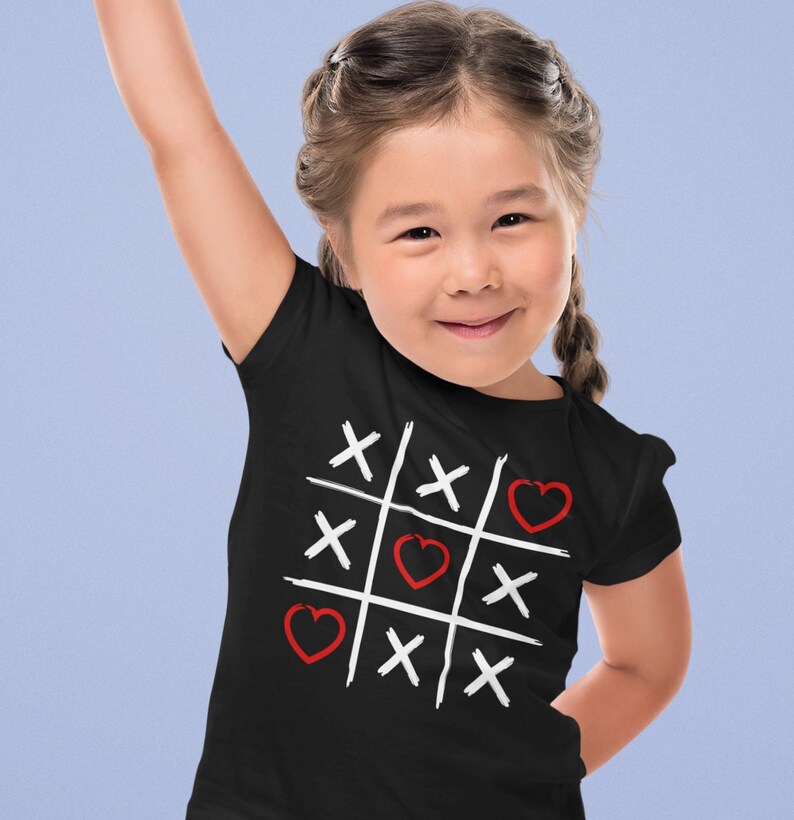 Valentine's Day Tic Tac Toe Shirt: Hearts Design, Kids Valentine Gift image 5