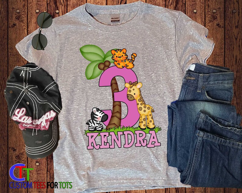 Safari Graphic Tee Safari Birthday Shirt Personalized Safari Birthday Shirt for Girl name age zoo shirt Birthday Party Shirt for girl