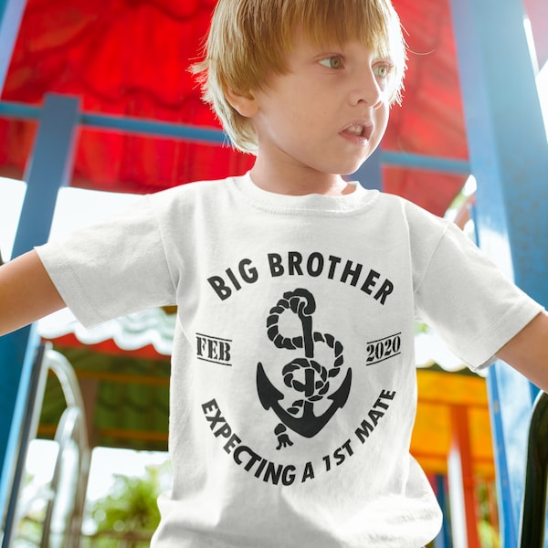 Personalized Nautical Big Brother Shirt - Sailor Anchor Design Perfect Brother Announcement Tee