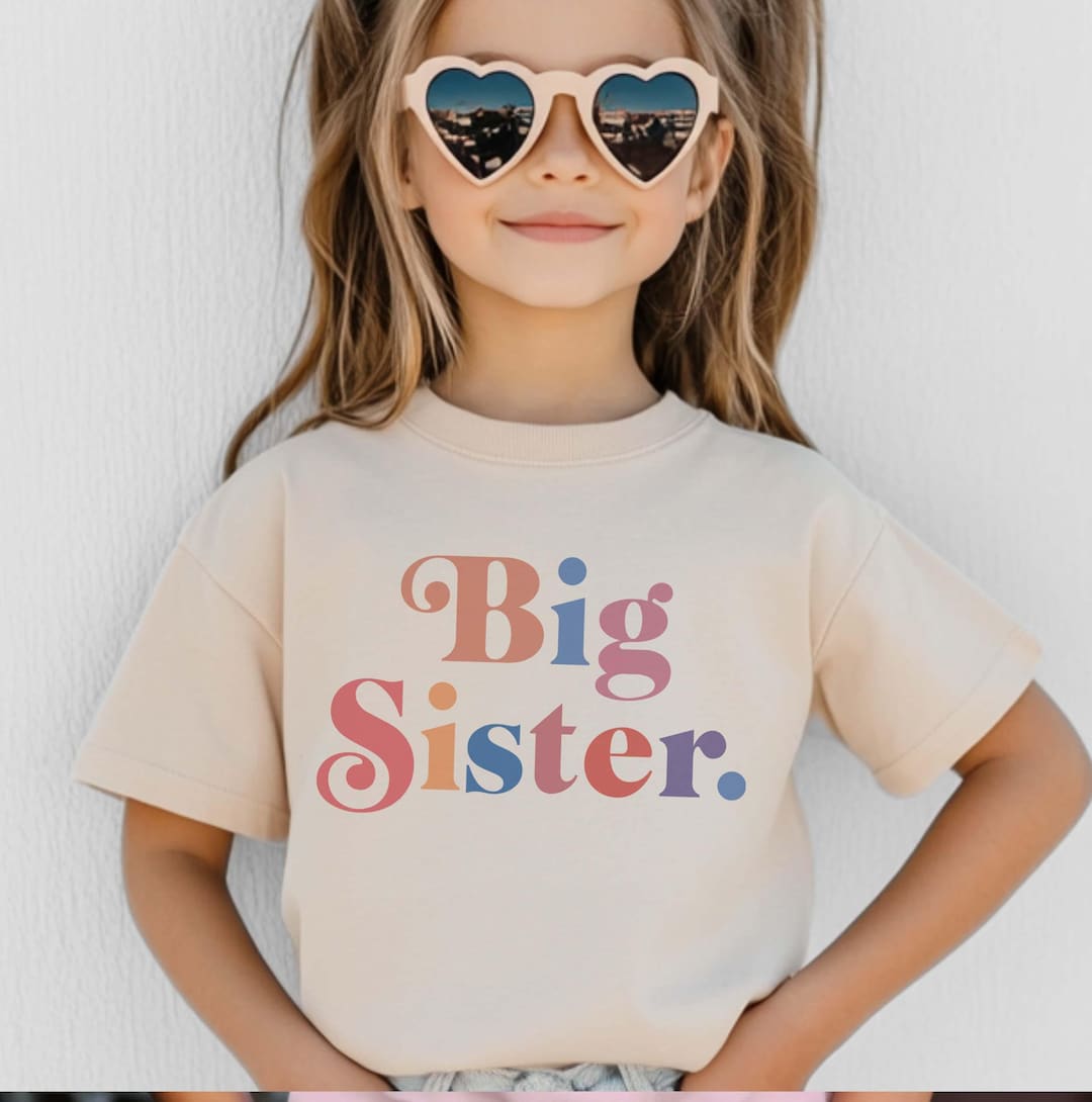 Buy Big Sister T-shirt, Retro Colorful Sibling Announcement Shirt Online in  India