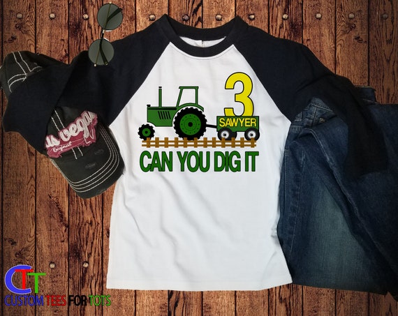 Tractor Birthday Shirt Green Tractor Shirt Can You Dig It | Etsy